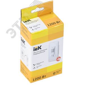 Датчик движения ДД 028 белый, максимальная нагрузка 1200 Вт, угол обзора 140 градусов, дальность 9м, IP20 2