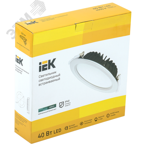 Светильник даунлайт светодиодный встраиваемый ДВО 1804 PRO белый круг 40Вт 4000K IP40 5