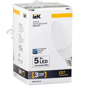 Лампа светодиодная LED 5вт E27 белый матовая свеча - IEK (ИЭК)