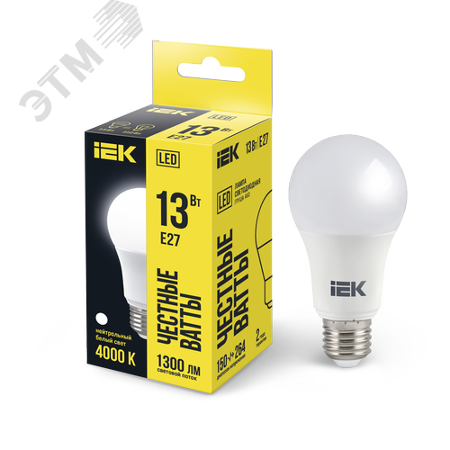 Лампа светодиодная A60 груша 13Вт 230В 4000К E27 - IEK (ИЭК)