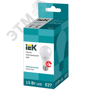 Лампа светодиодная A60 груша 15Вт 230В 3000К E27 3