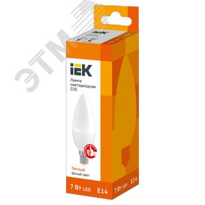Лампа светодиодная C35 свеча 7Вт 230В 3000К E14 3