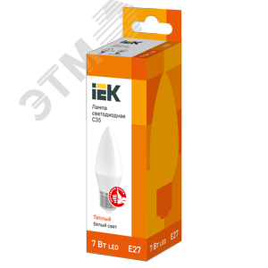 Лампа светодиодная C35 свеча 7Вт 230В 3000К E27 3