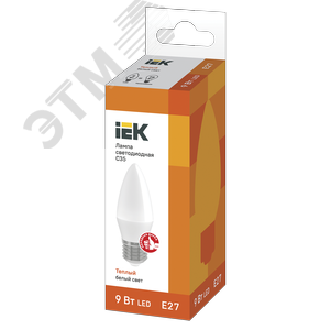 Лампа светодиодная C35 свеча 9Вт 230В 3000К E27 3