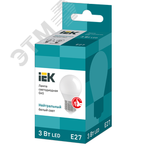 Лампа светодиодная G45 шар 3Вт 230В 4000К E27 3