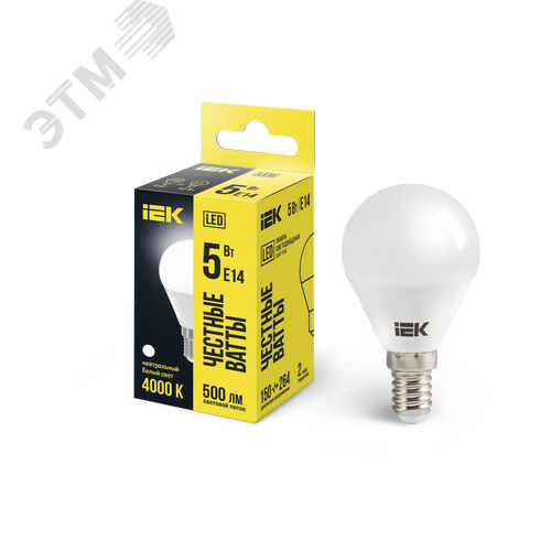 Лампа светодиодная G45 шар 5Вт 230В 4000К E14 - IEK (ИЭК)