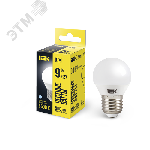 Лампа светодиодная G45 шар 9Вт 230В 6500К E27