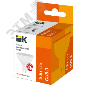Лампа светодиодная MR16 софит 5Вт 230В 3000К GU5.3 3