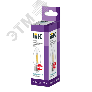 Лампа светодиодная C35 свеча прозрачная 7Вт 230В 4000К E27 серия 360 град 3