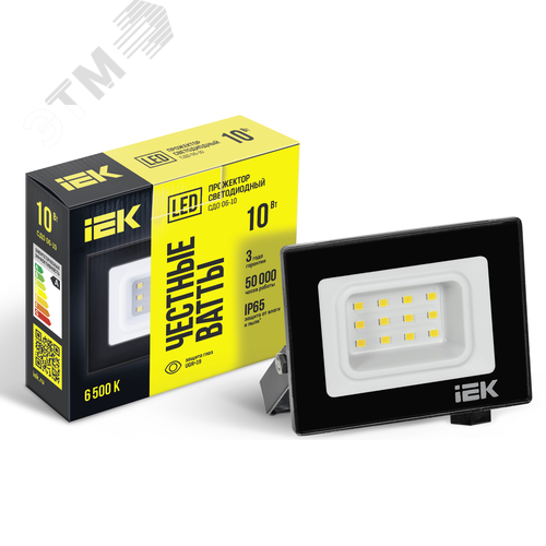 Прожектор СДО 06-10 светодиодный черный IP65 6500K - IEK (ИЭК)