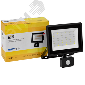 Прожектор СДО 06-50Д светодиодный черный с ДД IP54 6500K 3