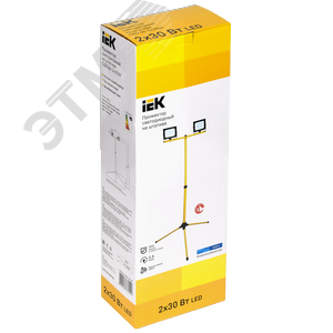 Прожектор светодиодный СДО 06-2x30Ш штатив 6500К IP65 черный - фото 2