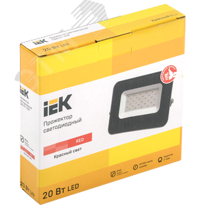 Прожектор светодиодный СДО 07-20R red IP65 серый IEK 2