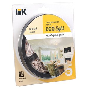 Лента светодиодная LEDх60/м 5м 4.8w/m 12в тепло-белый eco - IEK (ИЭК)