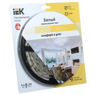 Лента светодиодная LEDх120/м 5м 9.6w/m 12в IP65 теплый белый eco - IEK (ИЭК)