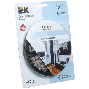 Лента светодиодная LEDх60/м 5м 4.8w/m 12в холодный eco - IEK (ИЭК)