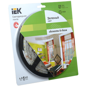 Лента светодиодная LEDх60/м 5м 4.8w/m 12в IP65 зеленый eco - IEK (ИЭК)