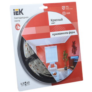 Лента светодиодная LEDх60/м 5м 4.8w/m 12в IP65 красный eco - IEK (ИЭК)