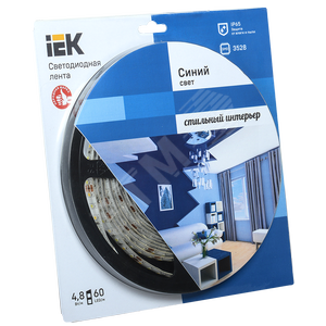 Лента светодиодная LEDх60/м 5м 4.8w/m 12в IP65 синий eco - IEK (ИЭК)
