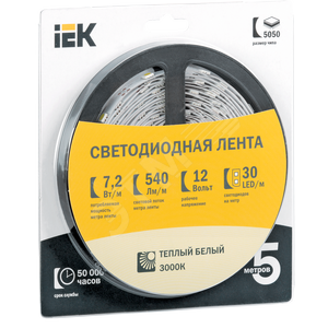 Лента светодиодная LEDх120/м 5м 9.6w/m 12в IP65 мультибелый - IEK (ИЭК)