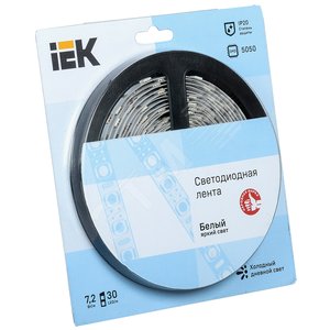 Лента светодиодная LEDх30/м 5м 7.2w/m 12в холодный - IEK (ИЭК)