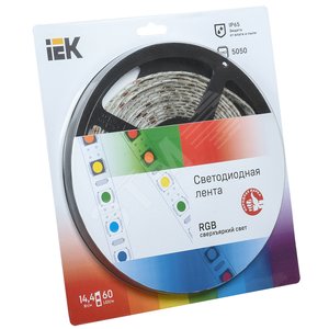 Лента светодиодная LEDх60/м 5м 14.4w/m 12в IP65 RGB - IEK (ИЭК)