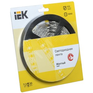 Лента светодиодная LEDх30/м 5м 7.2w/m 12в желтый - IEK (ИЭК)