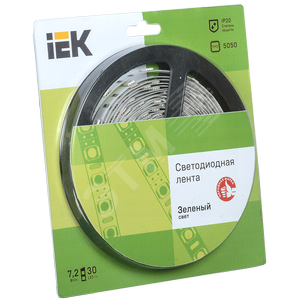 Лента светодиодная LEDх30/м 5м 7.2w/m 12в зеленый - IEK (ИЭК)
