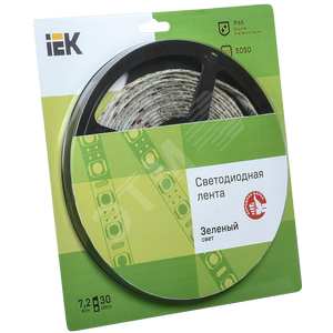 Лента светодиодная LEDх30/м 5м 7.2w/m 12в IP65 зеленый - IEK (ИЭК)