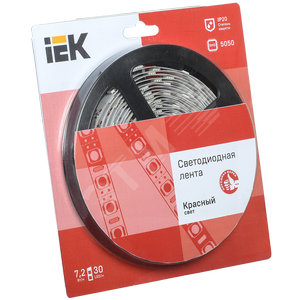 Лента светодиодная LEDх30/м 5м 7.2w/m 12в красный - IEK (ИЭК)