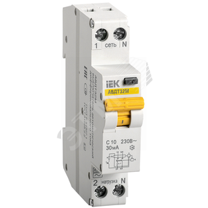 Выключатель автоматический дифференциальный АВДТ-32M C10 30мА(Электронный)