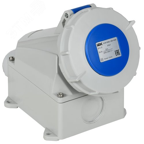 Розетка стационарная ССИ-1232 32А-6ч 220В 2P+PE IP67 - IEK (ИЭК), артикул PSR11-032-3-0-67