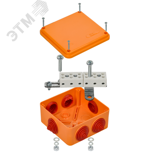 Коробка распаячная огнестойкая ПС 100х100х50мм 6P 4мм2 IP55 6 вводов 5