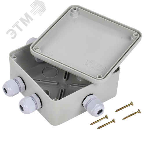 Коробка КМ41330 распаячная для открытой проводки 100х100х50мм IP55 RAL7035 гермовводы PG9 - фото 5