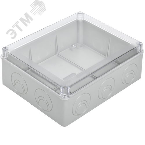 Коробка КМ41275 распаячная для открытой проводки 240х195х90мм IP44 RAL7035 прозрачный красный кабельные вводы - фото 4