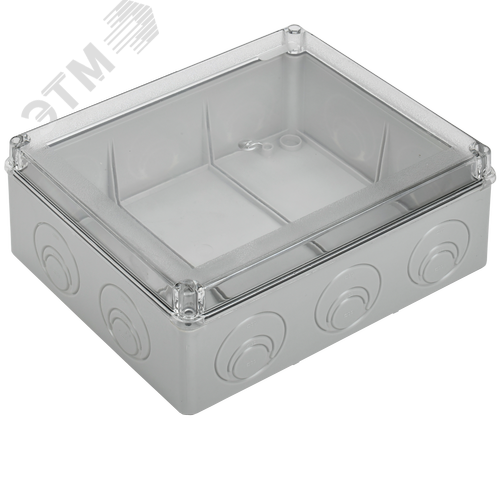 Коробка КМ41276 распаячная для открытой проводки 240х195х90мм IP55 RAL7035 прозрачный красный кабельные вводы 4