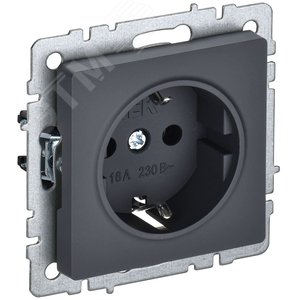 BRITE Розетка с заземлением с защитными шторками 16А РС14-1-0-БрГ графит - IEK (ИЭК)