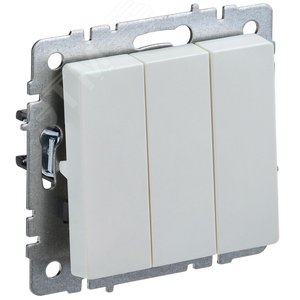 BRITE Выключатель трехклавишный 10А ВС10-3-0-БрЖ жемчуг - IEK (ИЭК)