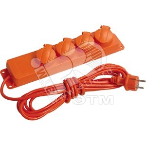 Удлинитель У04В 4 места с защитными крышками IP44 - IEK (ИЭК)