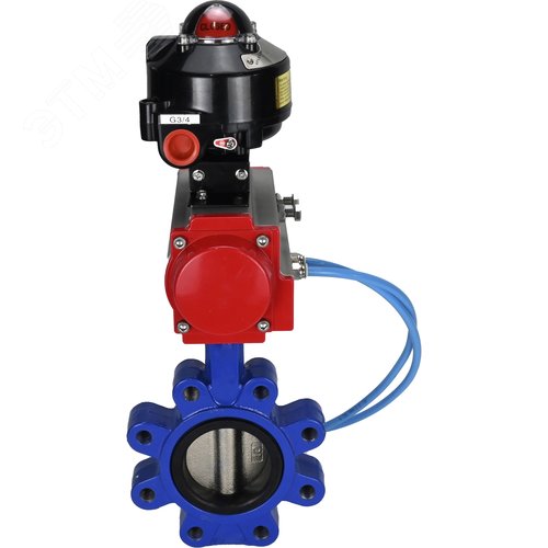 Затвор дисковый поворотный QT450-304-EPDM-2W-Fb-H Ду50 Ру16 корпус чугун QT450, диск нержавеющая сталь 304, уплотнение EPDM, с пневмоприводом DA-065, пневмораспределителем PND1-S2EM-52-2-T10-220VAC и БКВ LSB-510-02ExM12-250 - фото 6