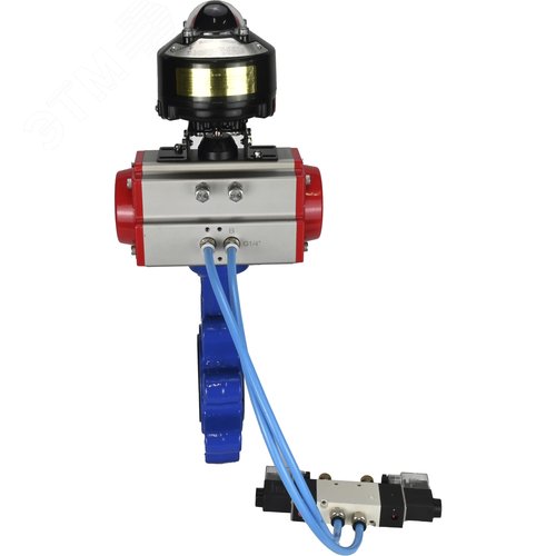 Затвор дисковый поворотный QT450-304-EPDM-2W-Fb-H Ду50 Ру16 корпус чугун QT450, диск нержавеющая сталь 304, уплотнение EPDM, с пневмоприводом DA-065, пневмораспределителем PND1-S2EM-52-2-T10-220VAC и БКВ LSB-510-02ExM12-250 - фото 8