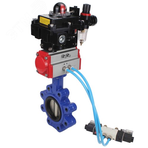 Затвор дисковый поворотный QT450-304-EPDM-2W-Fb-H Ду50 Ру16 чугун QT450, диск нержавеющая сталь 304, уплотнение EPDM, пневмопривод DA-065, пневмораспределитель PND1-S2EM-52-2-T10-220VAC, БКВ LSB-410-02ExM12-250 и БПВ APU1-10-40-V08 - фото 7