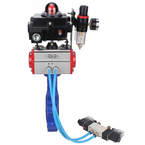 Затвор дисковый поворотный QT450-304-EPDM-2W-Fb-H Ду50 Ру16 чугун QT450, диск нержавеющая сталь 304, уплотнение EPDM, пневмопривод DA-065, пневмораспределитель PND1-S2EM-52-2-T10-220VAC, БКВ LSB-410-02ExM12-250 и БПВ APU1-10-40-V08 - фото 4