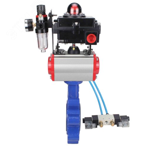 Затвор дисковый поворотный QT450-304-EPDM-2W-Fb-H Ду50 Ру16 чугун QT450, диск нержавеющая сталь 304, уплотнение EPDM, пневмопривод DA-065, пневмораспределитель PND1-S2EM-52-2-T10-220VAC, БКВ LSB-410-02ExM12-250 и БПВ APU1-10-40-V08 - фото 8