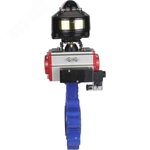 Затвор дисковый поворотный QT450-304-EPDM-2W-Fb-H Ду50 Ру16 чугун QT450, диск нержавеющая сталь 304, уплотнение EPDM, пневмопривод DA-065, пневмораспределитель PND2-S1EM-52-1NC-J08-220VAC и БКВ LSB-510-02ExM12-250 - фото 4