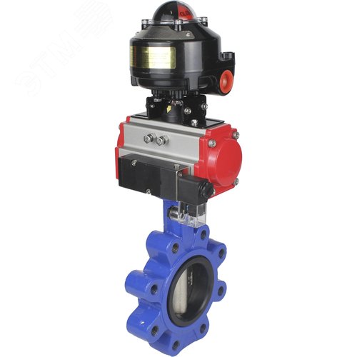 Затвор дисковый поворотный QT450-304-EPDM-2W-Fb-H Ду50 Ру16 чугун QT450, диск нержавеющая сталь 304, уплотнение EPDM, пневмопривод DA-065, пневмораспределитель PND2-S1EM-52-1NC-J08-220VAC и БКВ LSB-510-02ExM12-250 - DN.ru