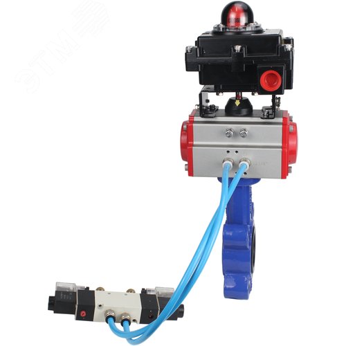 Затвор дисковый поворотный QT450-304-EPDM-2W-Fb-H Ду50 Ру16 чугун QT450, диск нержавеющая сталь 304, уплотнение EPDM, пневмопривод SA-083, пневмораспределитель PND1-S2EM-52-2-T08-220VAC и БКВ LSB-410-02ExM12-250 - фото 8