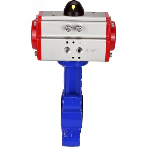 Затвор дисковый поворотный QT450-304-EPDM-2W-Fb-H Ду50 Ру16 корпус чугун QT450, диск нержавеющая сталь 304, уплотнение EPDM, с пневмоприводом SA-083 - фото 4
