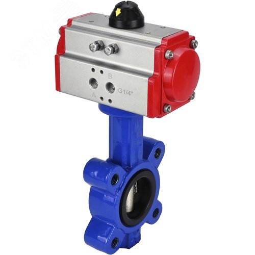 Затвор дисковый поворотный QT450-304-EPDM-2W-Fb-H Ду50 Ру16 корпус чугун QT450, диск нержавеющая сталь 304, уплотнение EPDM, с пневмоприводом SA-083 - фото 3