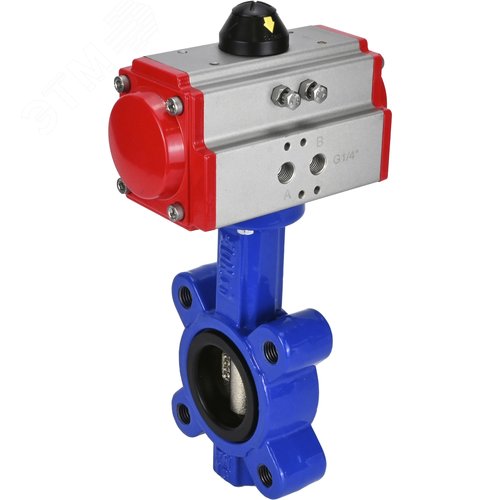 Затвор дисковый поворотный QT450-304-EPDM-2W-Fb-H Ду50 Ру16 корпус чугун QT450, диск нержавеющая сталь 304, уплотнение EPDM, с пневмоприводом SA-083 - фото 7